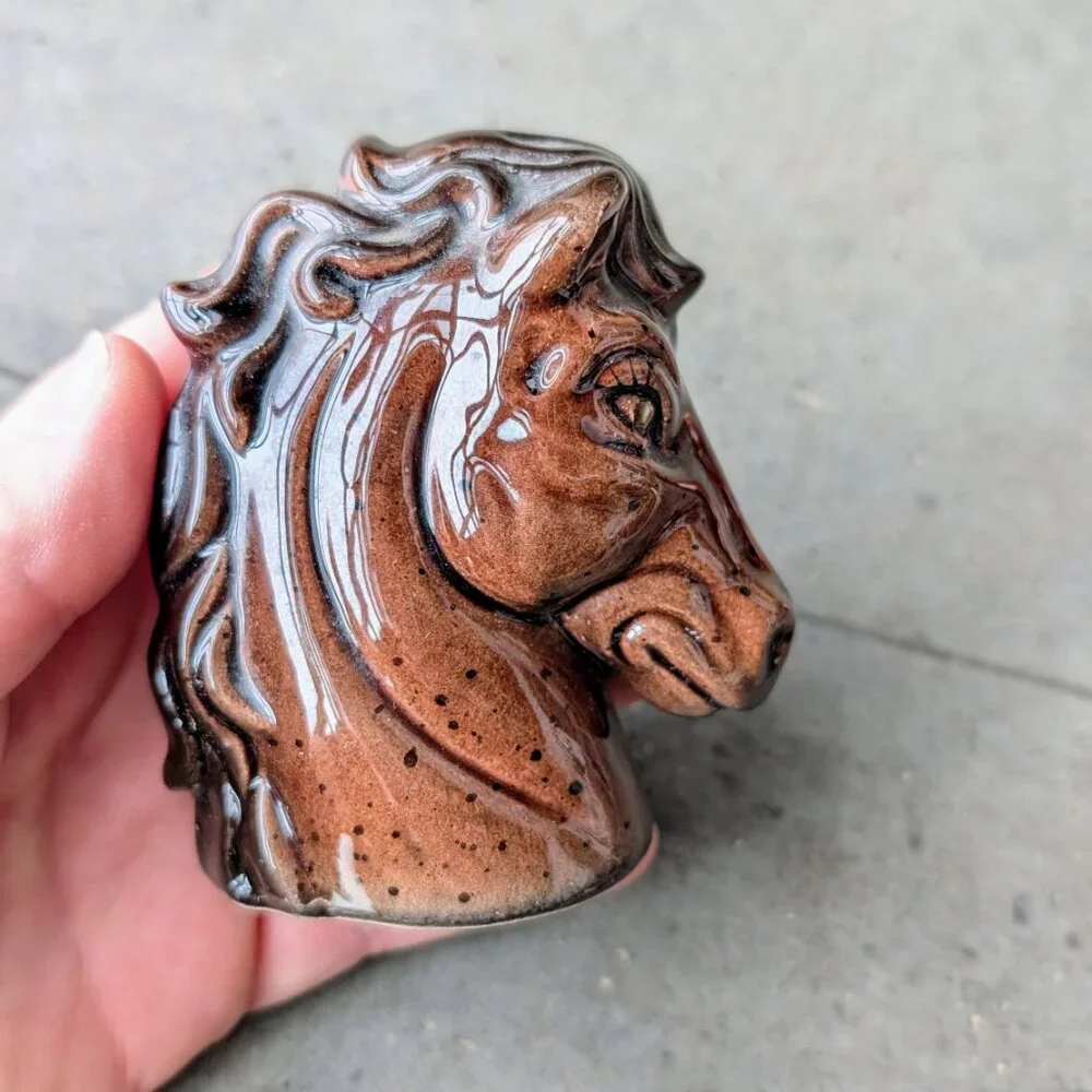 Vintage Made in Japan Brown Ceramic Horse Salt and Pepper Shakers